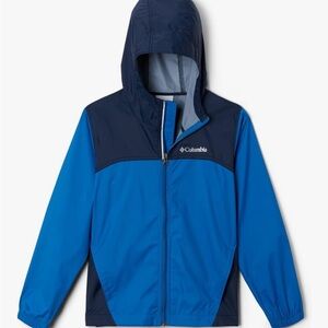Columbia Kids Two-Tone Blue Hooded Waterproof Rain Jacket - kids large (14-16)